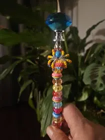 Colorful beaded garden stake